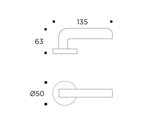 Prabangi durų rankena Convex SERIES 2205, matinis varis